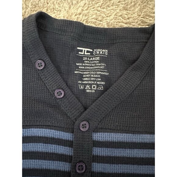 Jordan Craig Shirt Mens Long Sleeve Knit Thermal Striped Size 2XL New - Picture 8 of 12